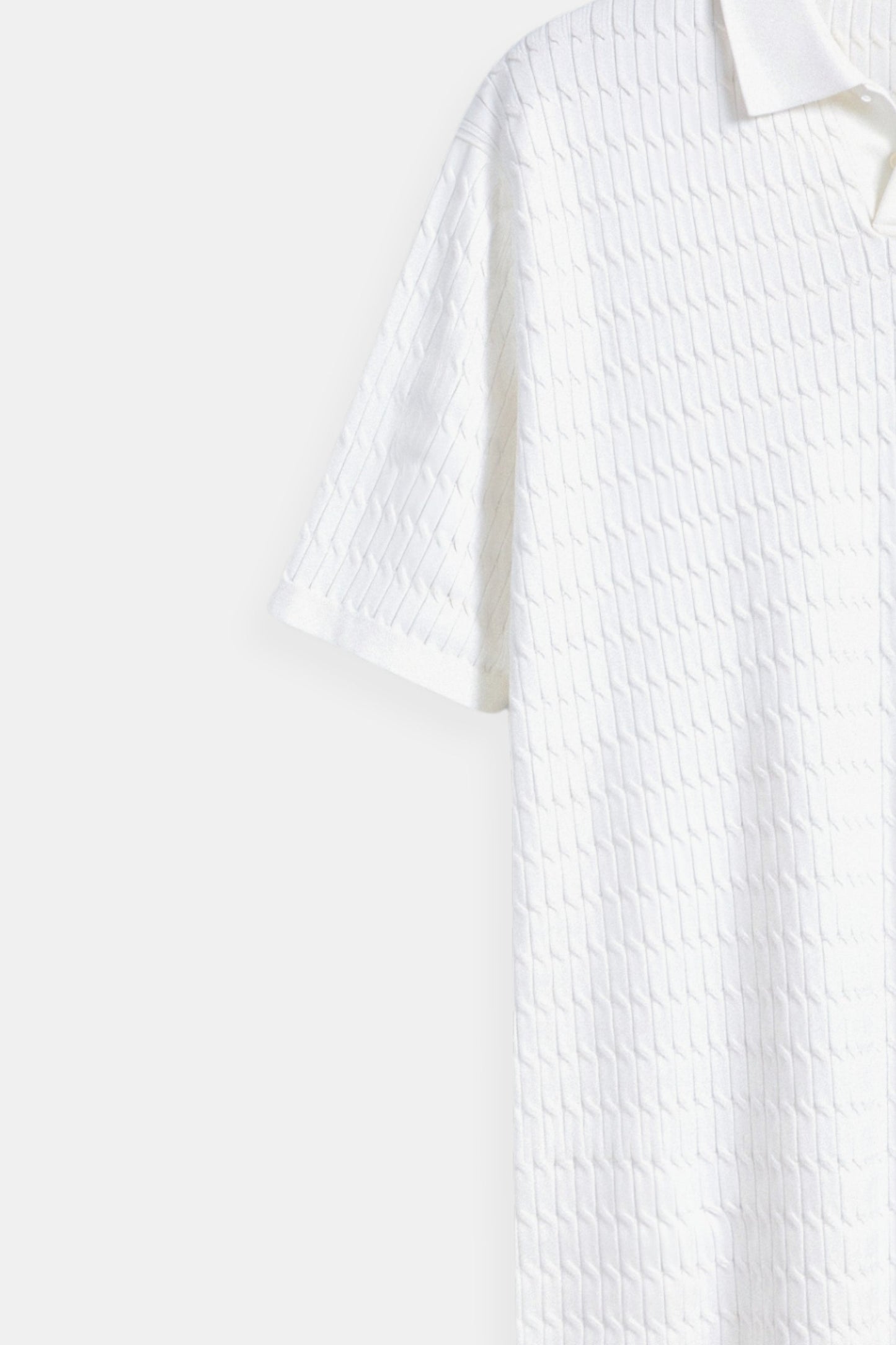 Weißes Poloshirt Strick mit Struktur Optik