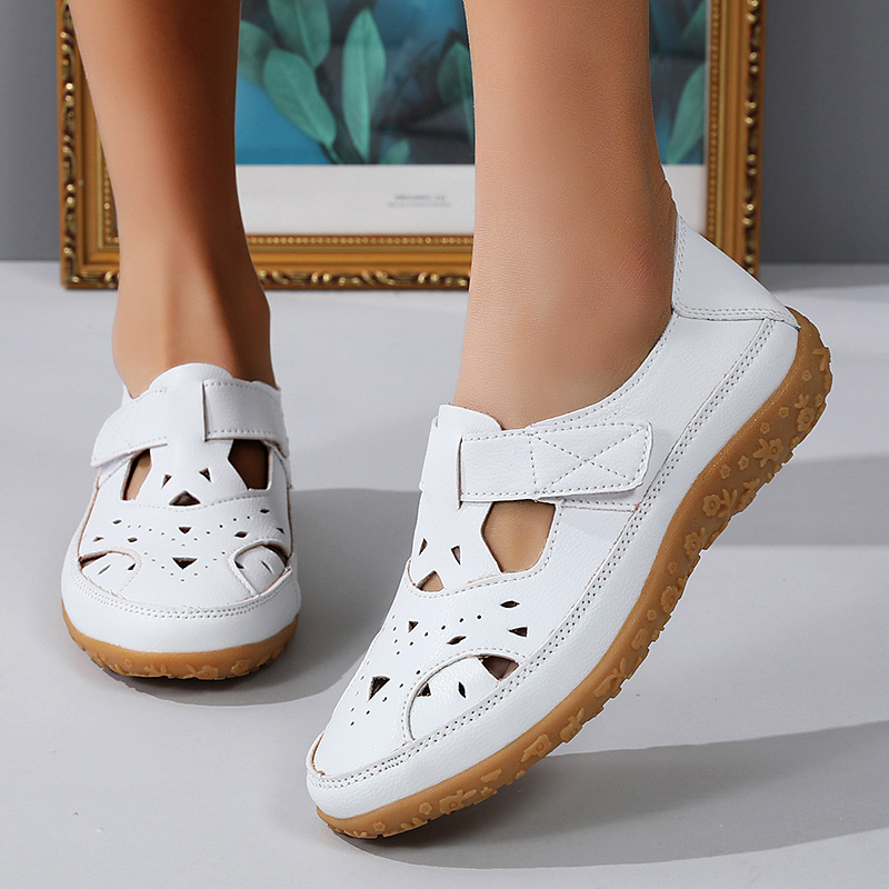 Leichte Sommerschuhe Klettverschluss Lochmuster Damen Schuhe