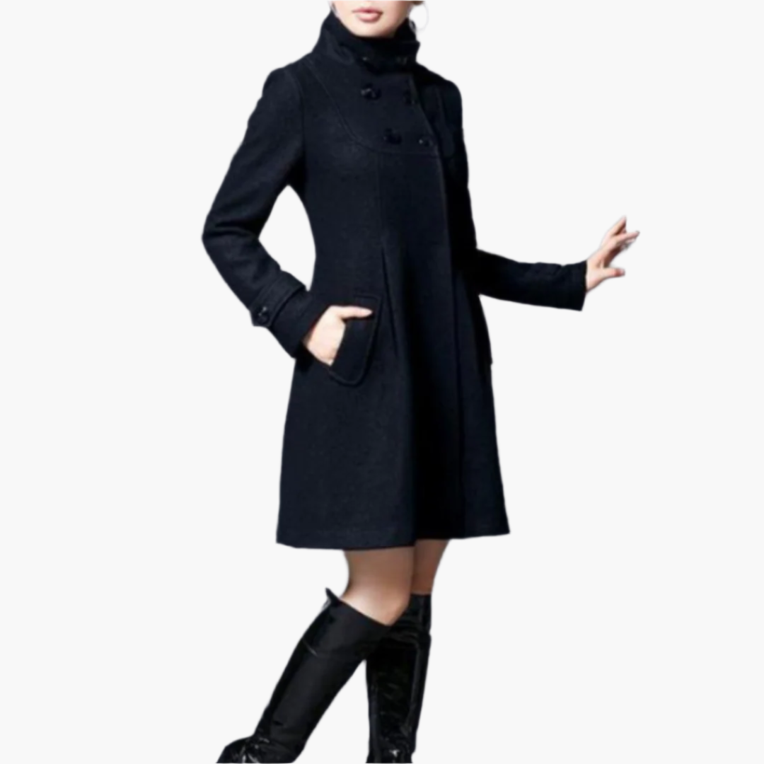 Damen Kapuzenmantel Elegant Lang Button Up