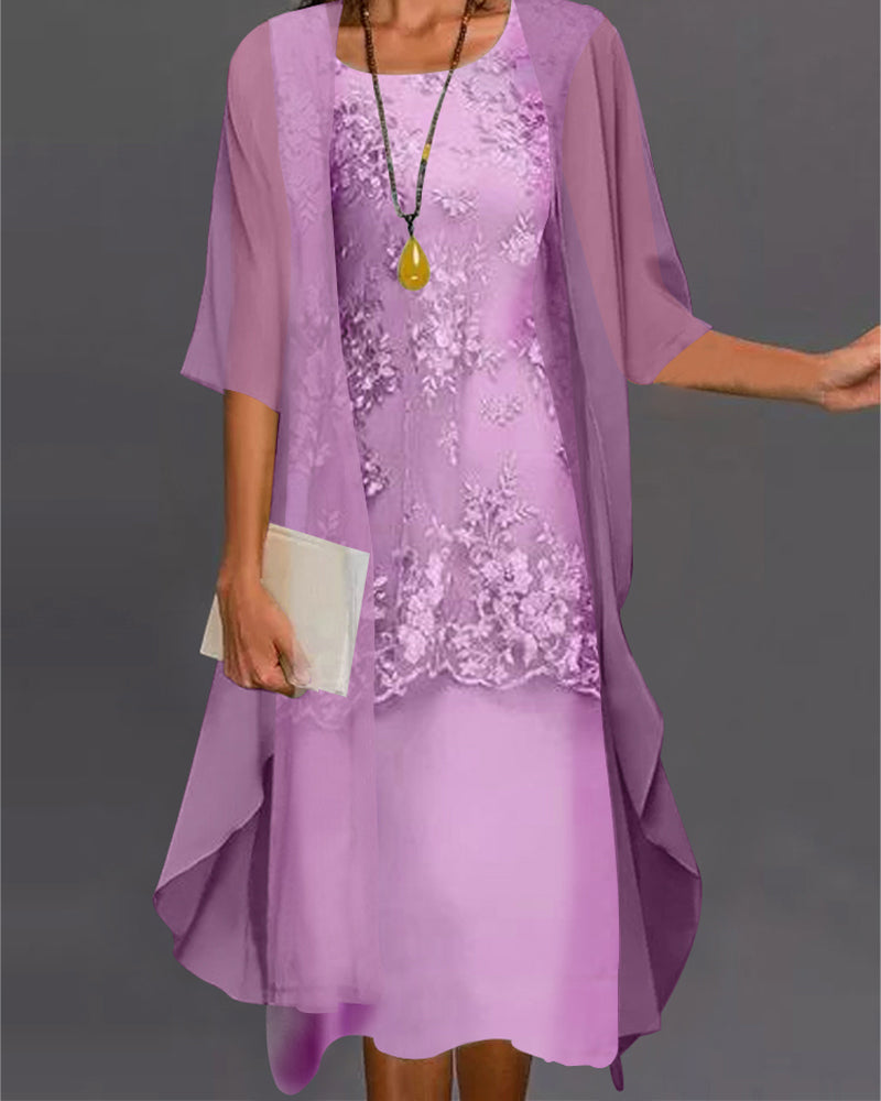 Elegantes Chiffon Kleid Zwei Teile Abendkleid Damen