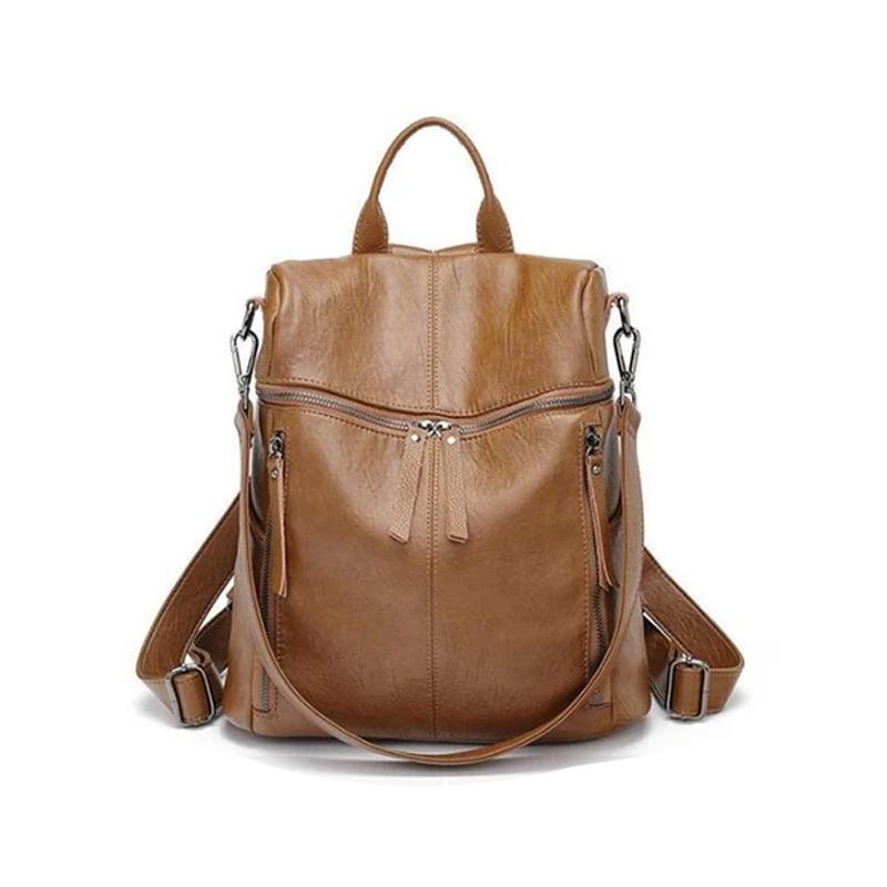Großer Leder Rucksack Kapazitiv Modern