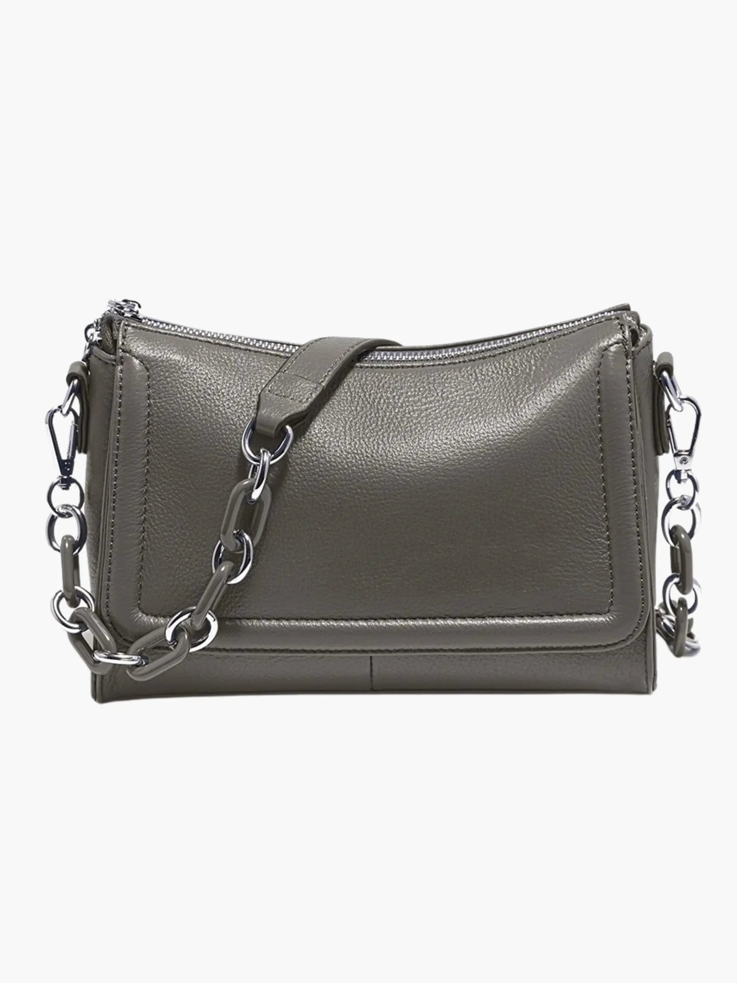 Elegante Lederschultertasche Weiß Damen