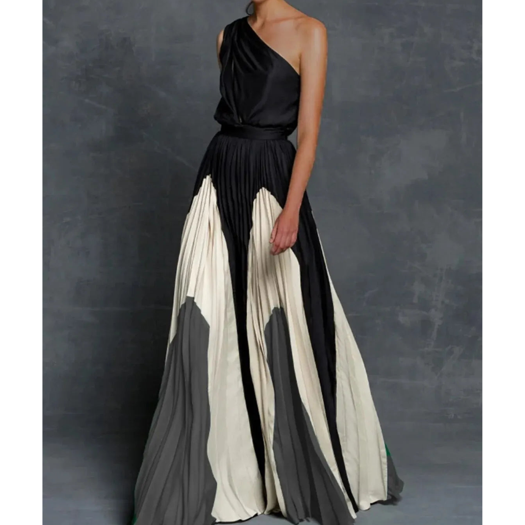Damen Maxikleid Modern Asymmetrisch Schulter Fließend