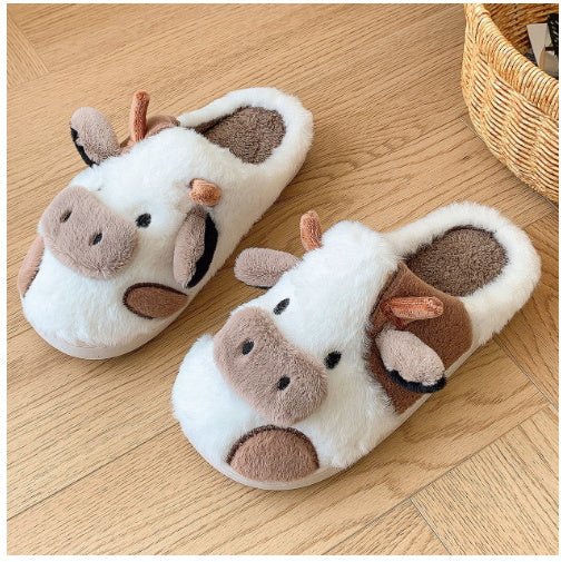 Damen Hausschuhe Kuhpantoffeln Warm Bequem