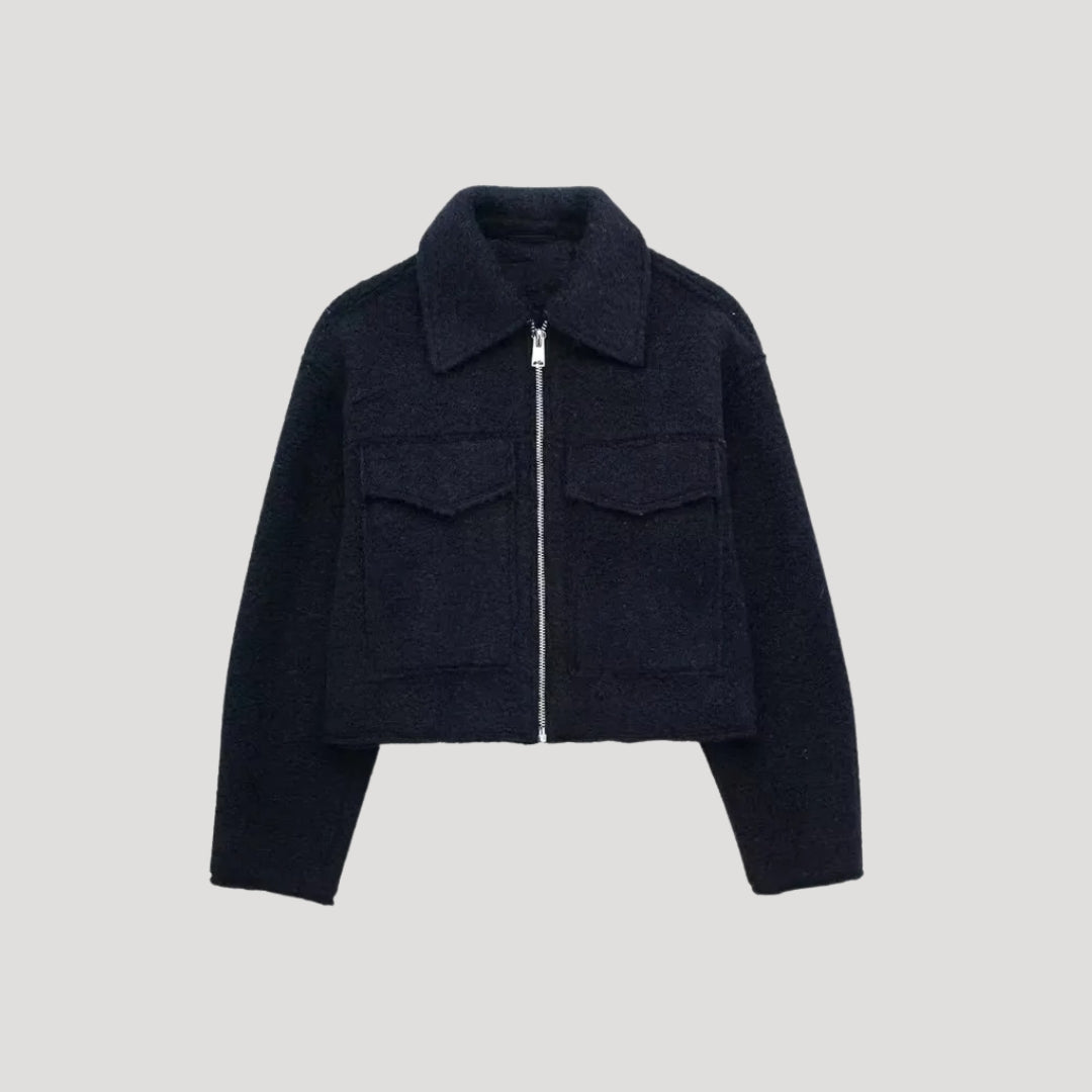 Damen Winterjacke Kurz Reißverschluss Vorne Warm