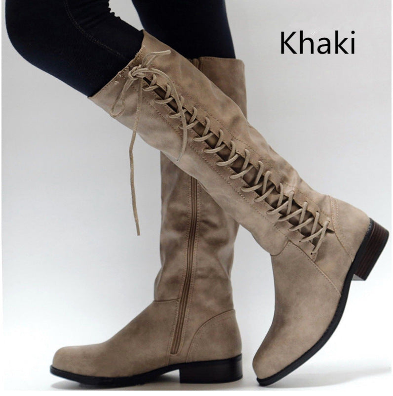 Damenstiefel Hoch Schnürstiefel Elegante Frauenstiefel