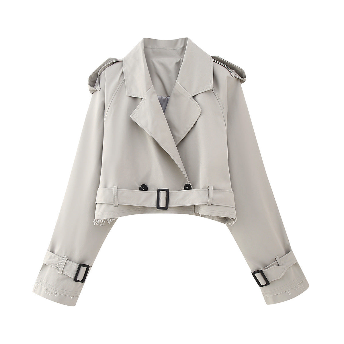Damen Trenchcoat Kurz Schick Gürtel Elegant