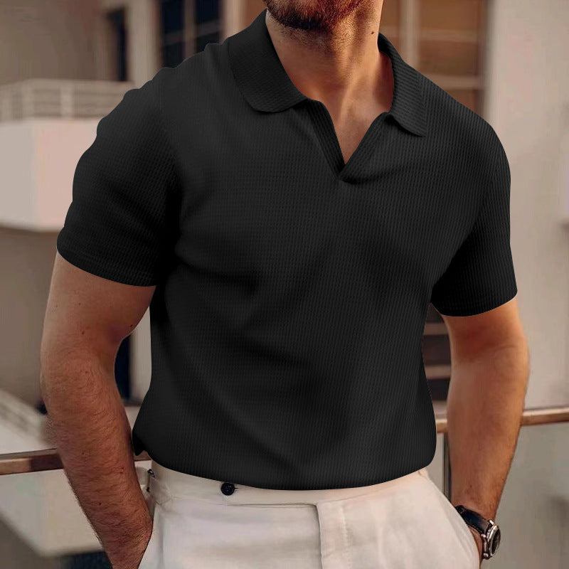 Herren Poloshirt Waffeloptik Lässig Modern