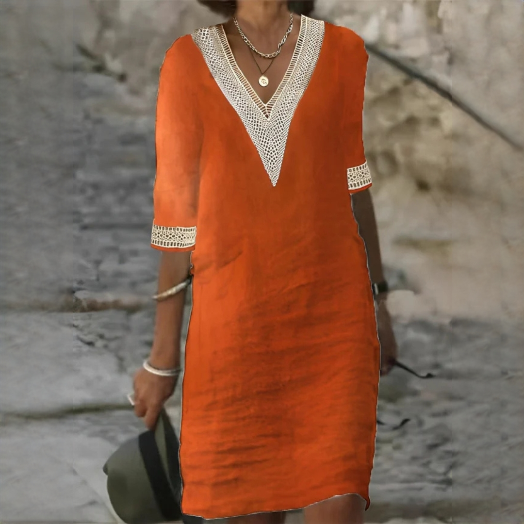 Sommerkleid Damen Elegant V-Ausschnitt Kurz