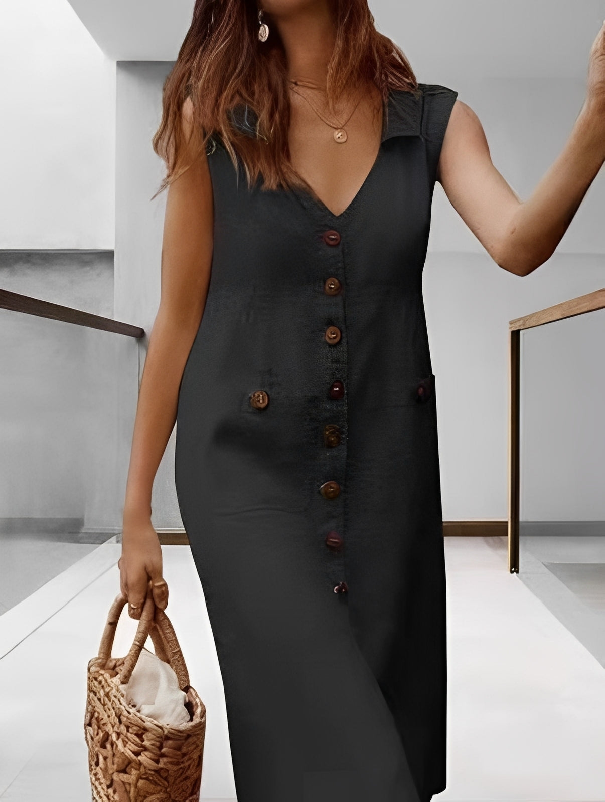Damenkleid Locker Sitzend Mit Taschen Modern