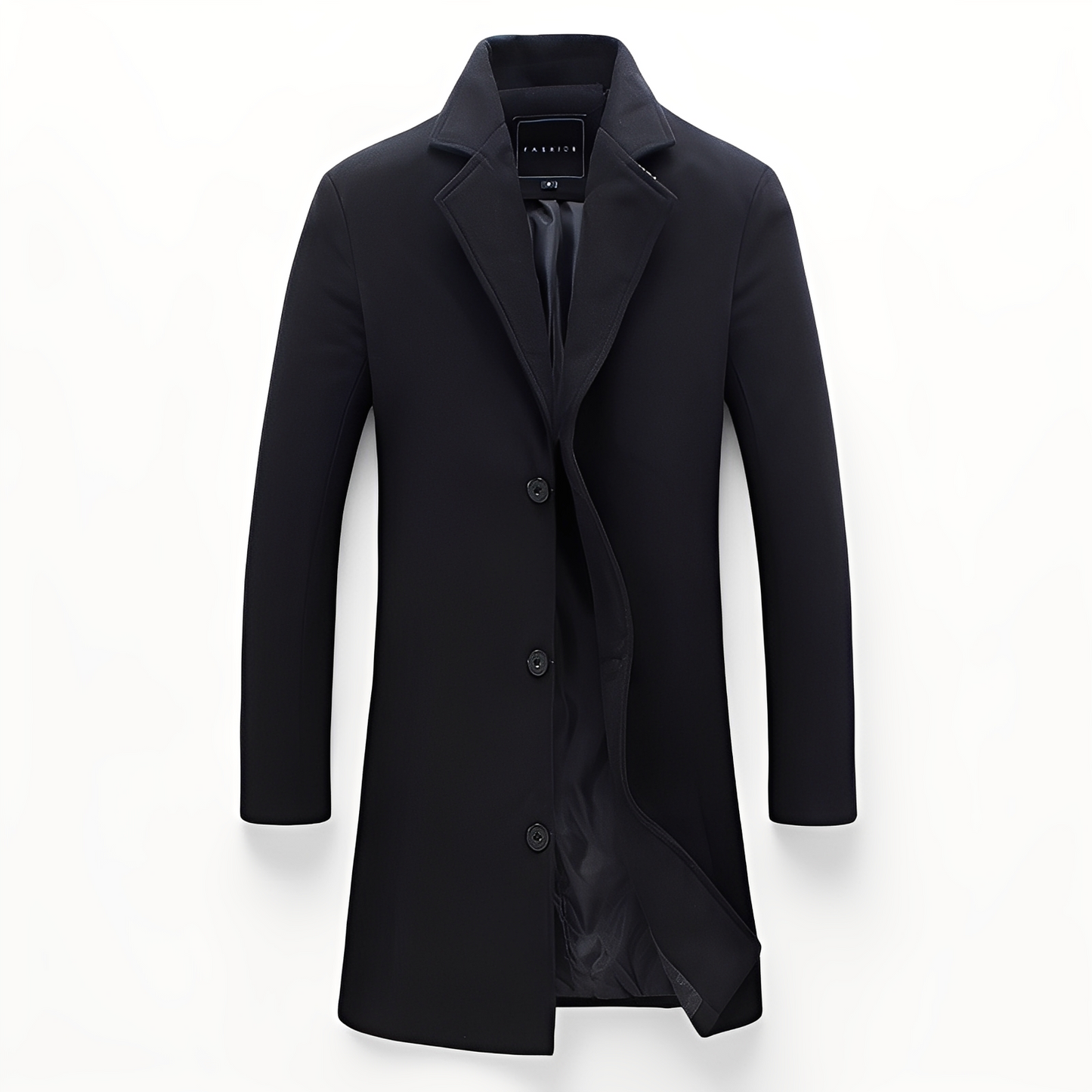 Eleganter Männer Wollmantel Formal Schwarz