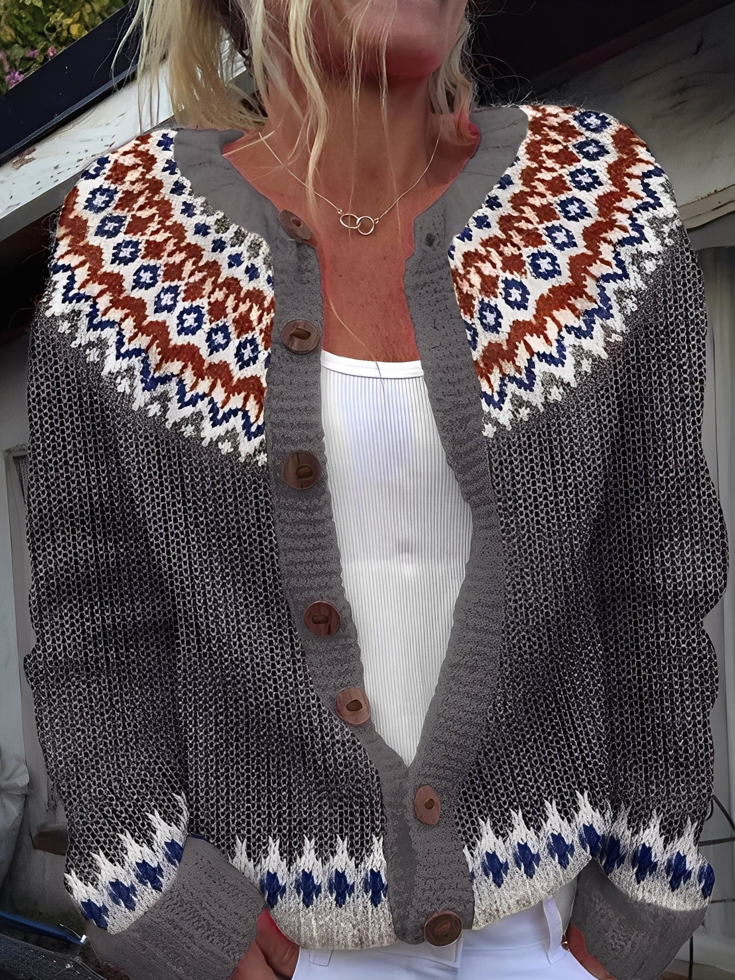 Damenstrickjacke Elegante Mit Knöpfen Modern