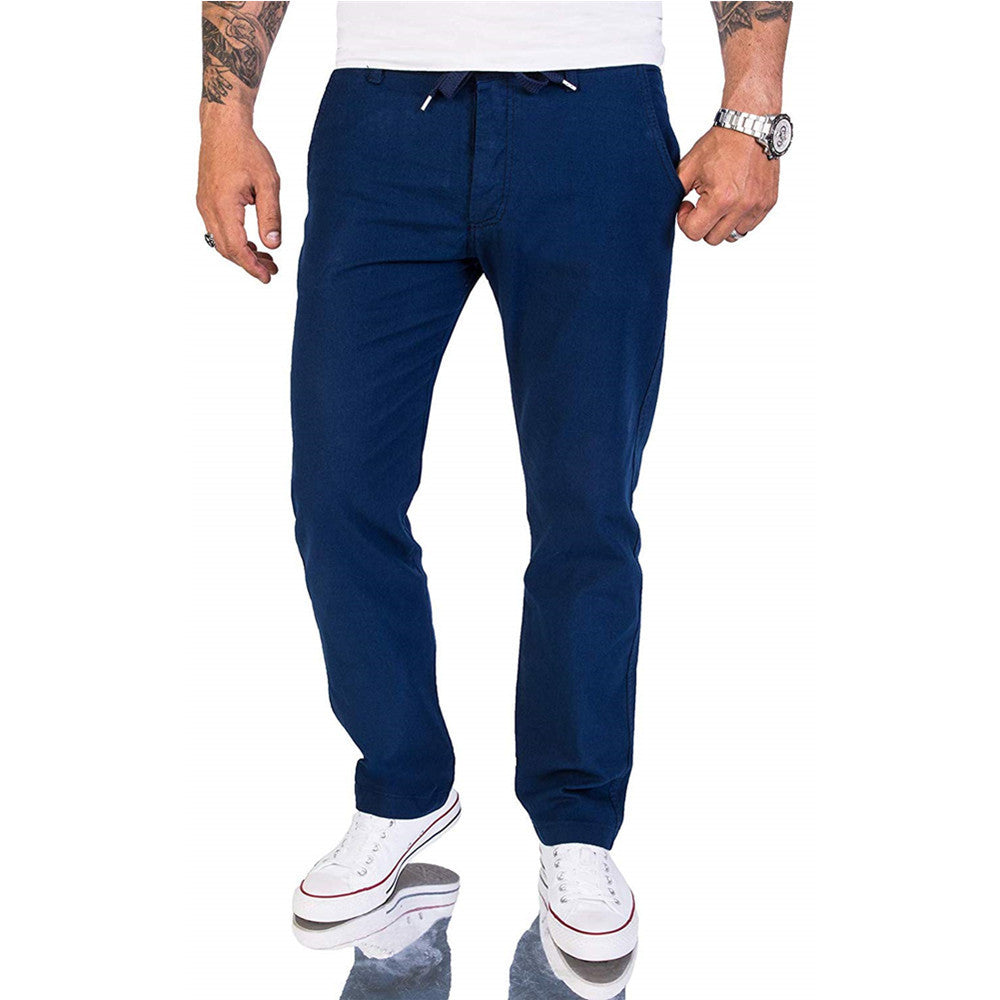 Herren Hose Bequem Baumwoll Casual Einfarbig