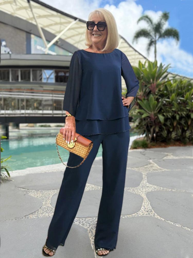 Damen Hosen-Set Zweiteilig Elegantes Business-Outfit