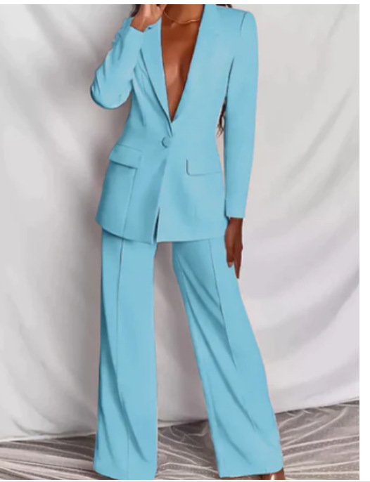 Eleganter Damen Blazer Hosen Anzug Set