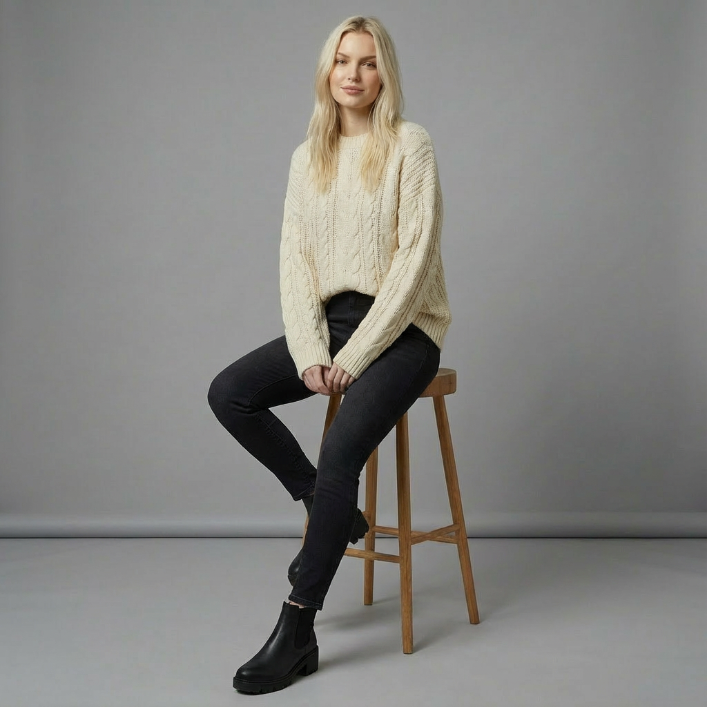 Rindsleder Stiefel Chelsea Boots mit Blockabsatz Schwarz