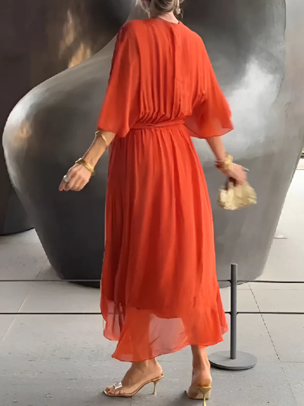 Elegante Wickelkleider Damen Midi Länge Zeitlos
