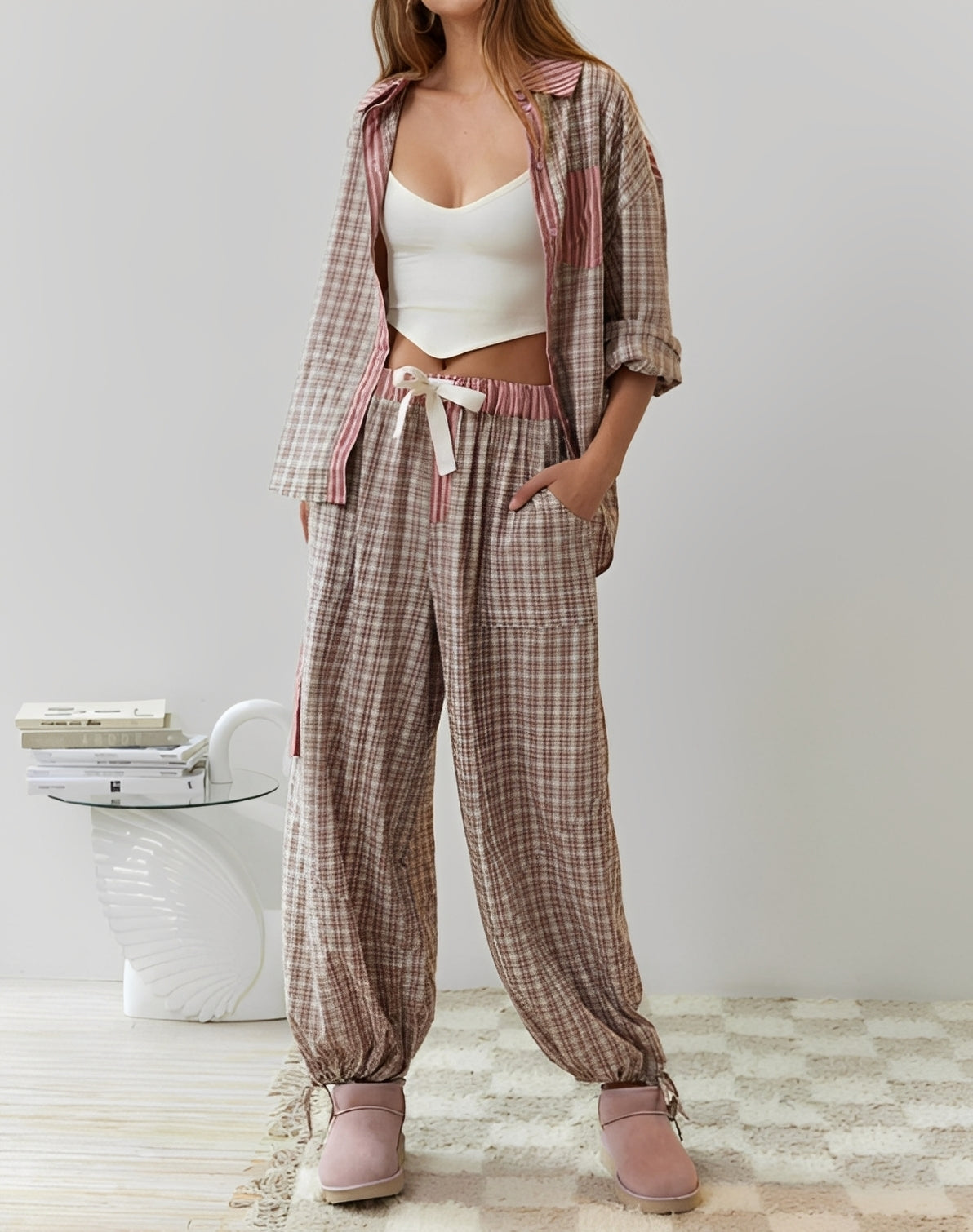 Damen Pyjama Set Bequem Lässig Baumwolle