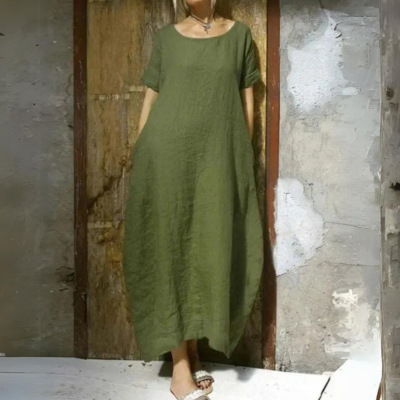 Taupefarbenes Leinenkleid von BerlinGlamour im lässigen Stil