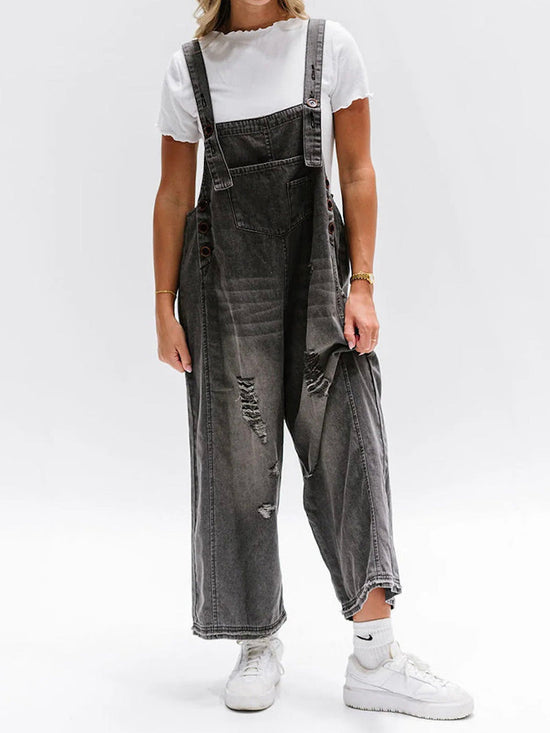 Damen Overall Denim Lockere Bequem Stilvoll