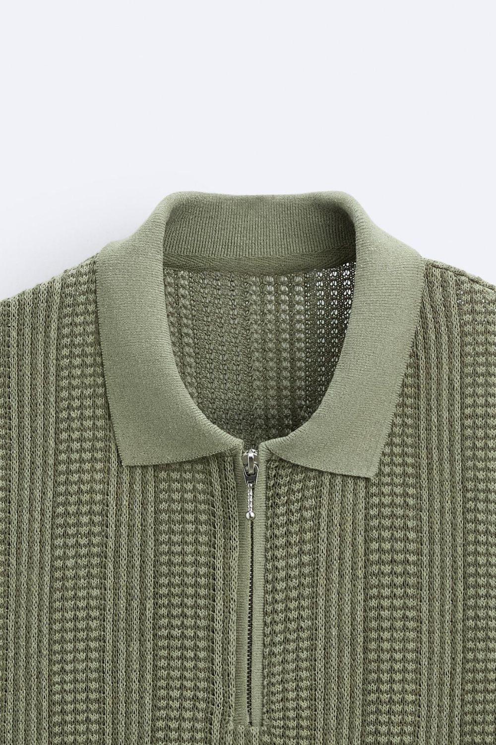 Strick-Polo Reißverschluss Herren Sportlich Modern