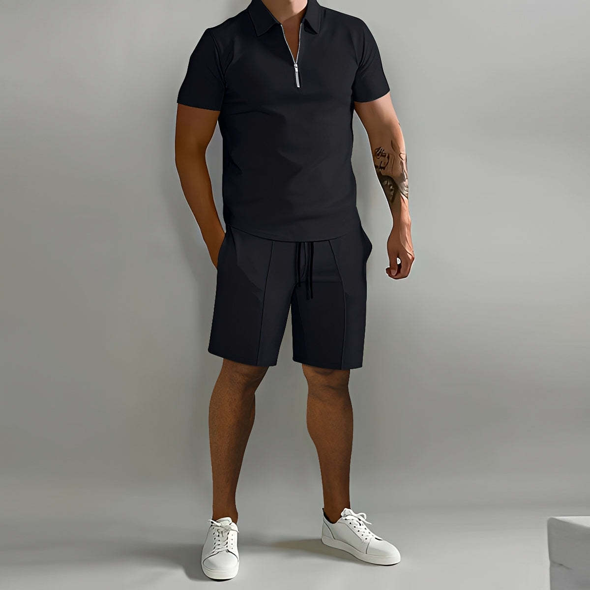 Herren Pullover Set Modern Halb Reißverschluss