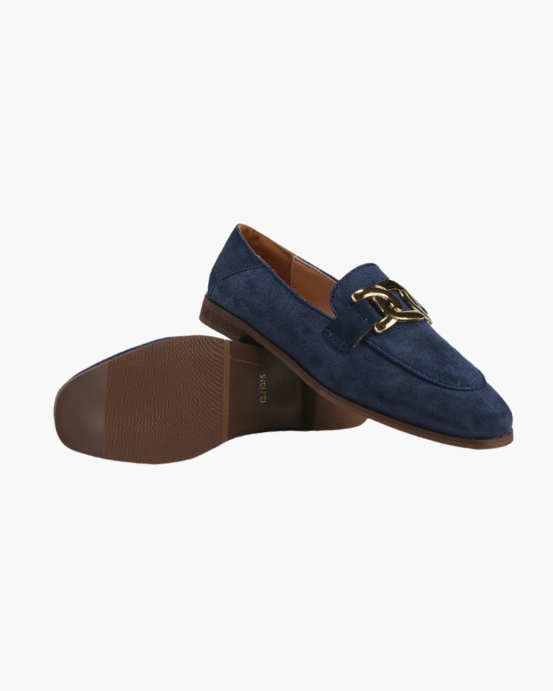 Elegante Damen Loafer aus Wildleder Gold