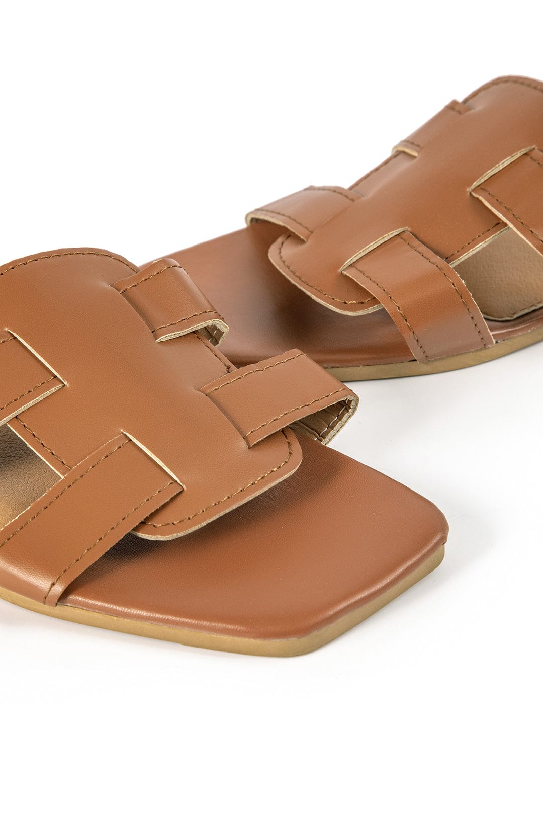 Braune Slides Damen Cut-Out-Design Elegant