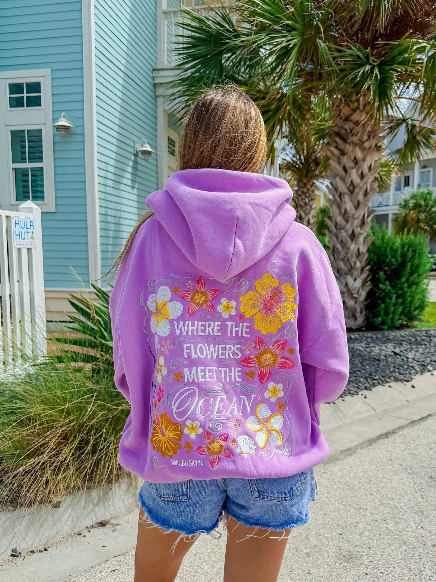 Bestickter Hoodie Floral Meeresdesign Frauen