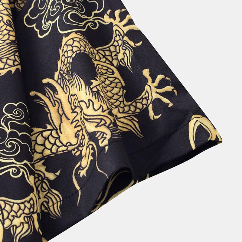 Herren Kurzarm Hemd Drachen Design Cool