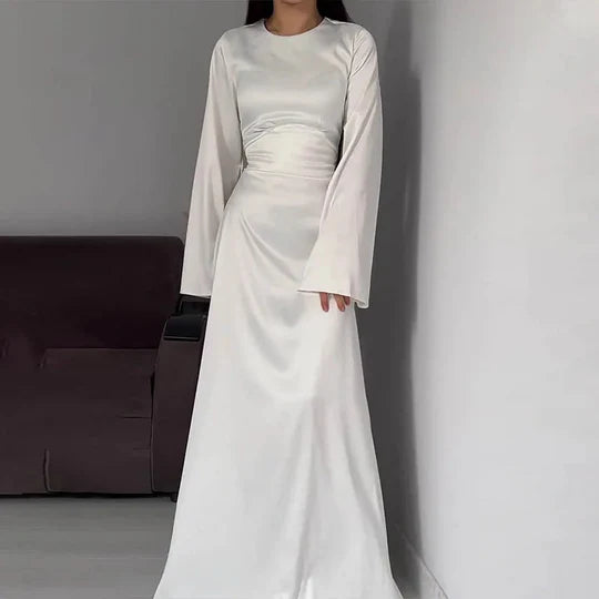 Lange Frauenkleider aus Satin Elegant Abendkleid