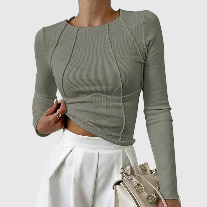 Damen Langarmshirt Enganliegend Slim Fit