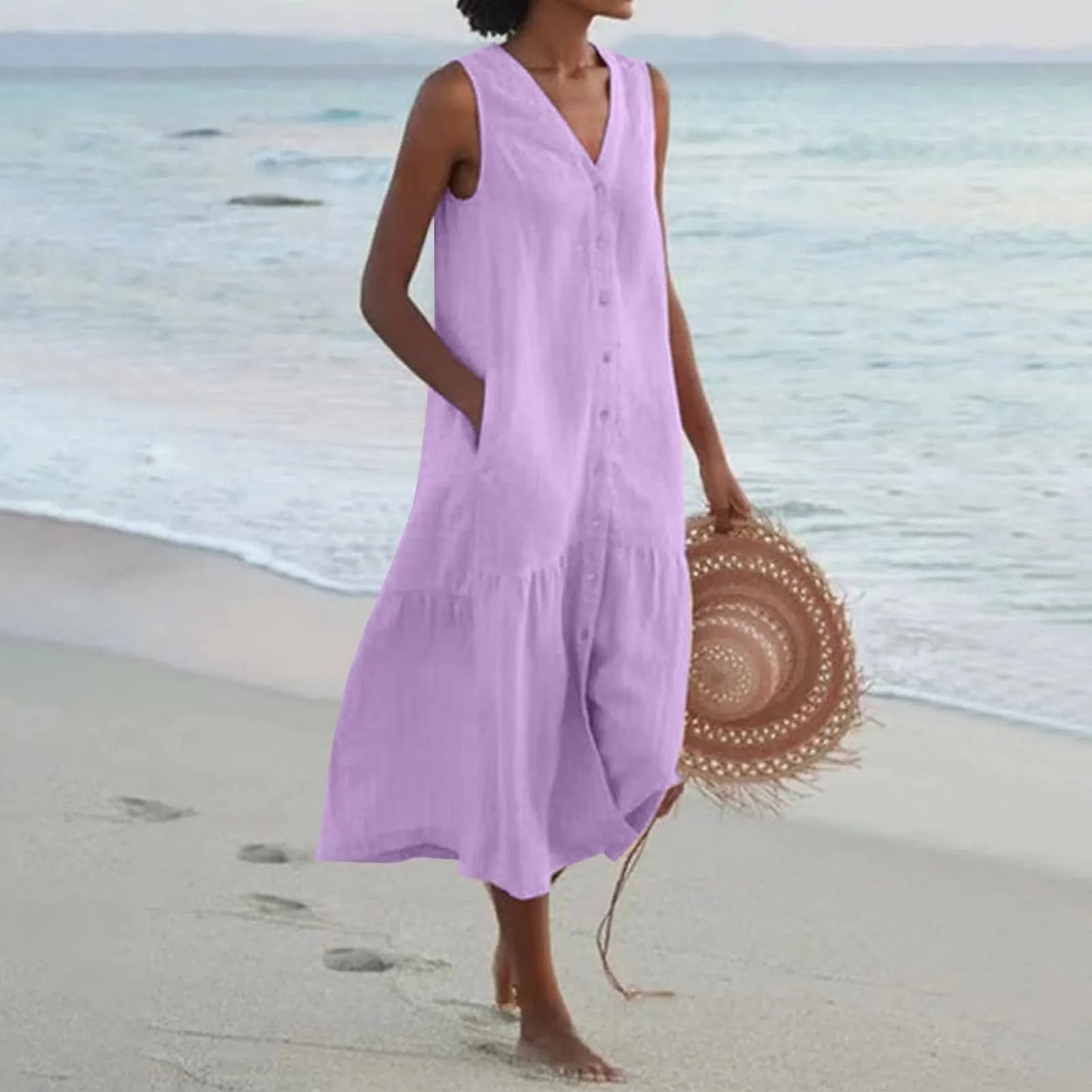 Umaylah: Elegantes Premium-Kleid mit V-Ausschnitt und hohem Tragekomfort