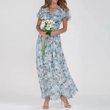 Sommerkleid Lang Blumenmuster Damenkleid Elegant