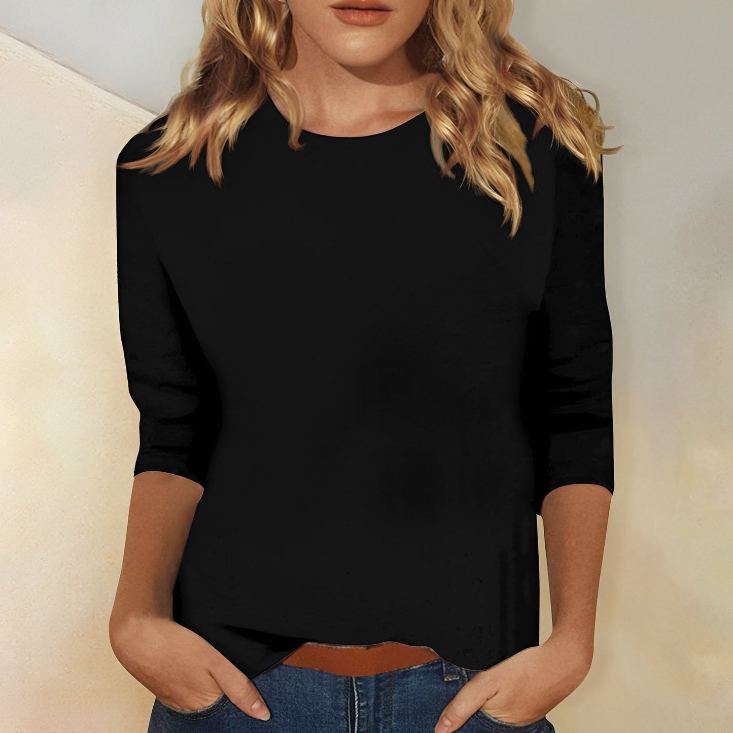 Damen-Shirt 3/4 Ärmel Lässig Modern