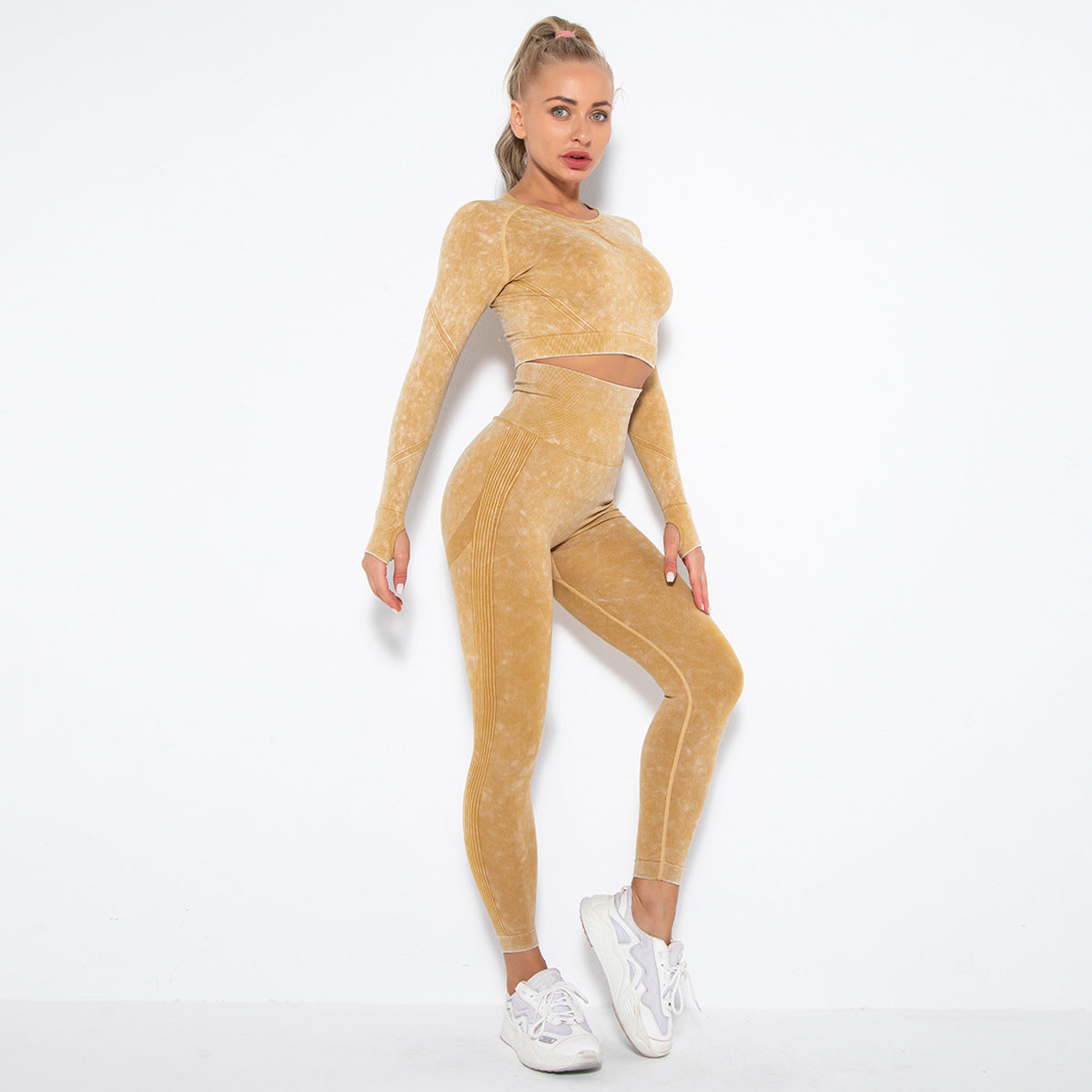Sportliches Yoga Set Crop Top High Waist Leggings