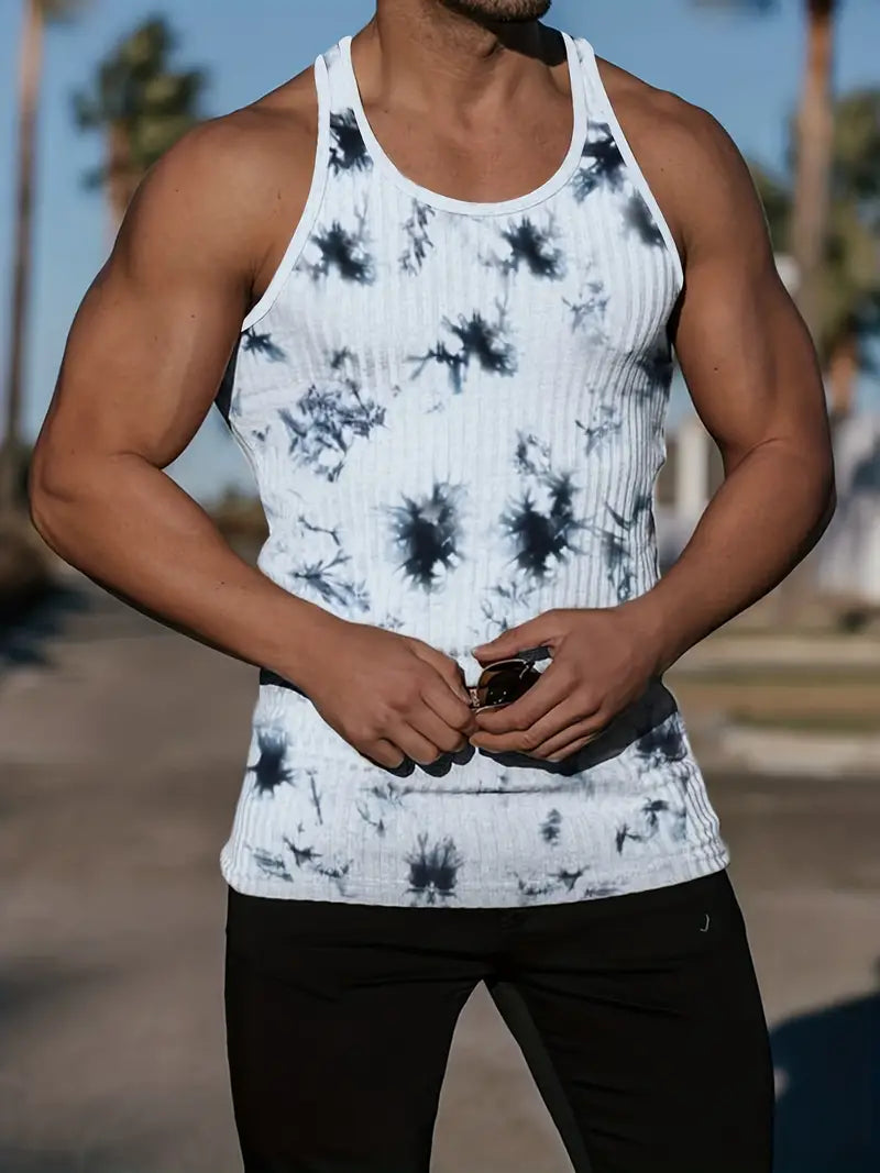 Herren Fitness-Shirt Ärmellos Rundhals Baumwolle Sport