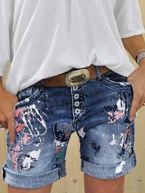 Fashion Denim Shorts Damen Multi Knopf Trendy