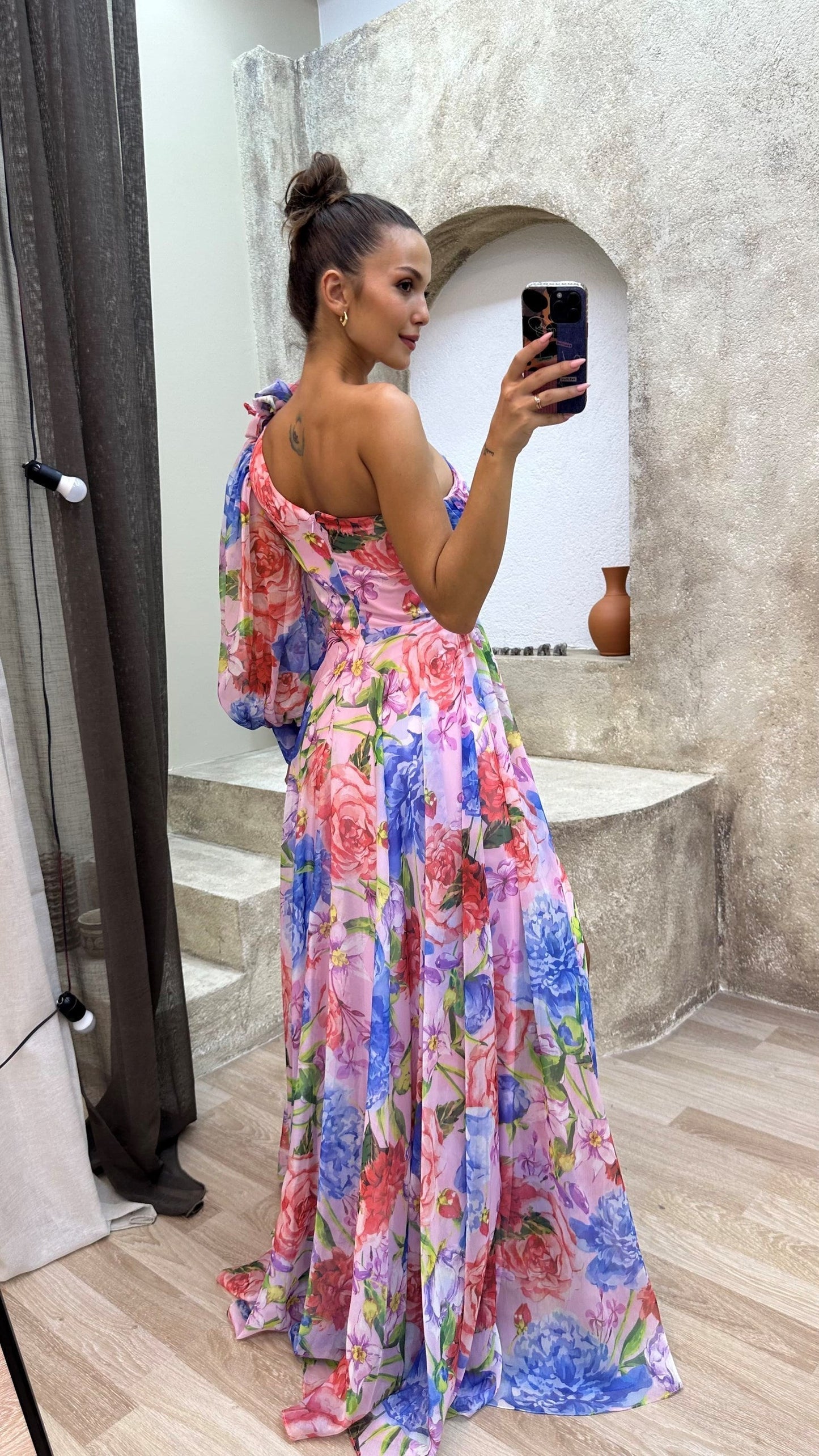Hochzeitskleid Einarm Damenkleid Floral Elegant