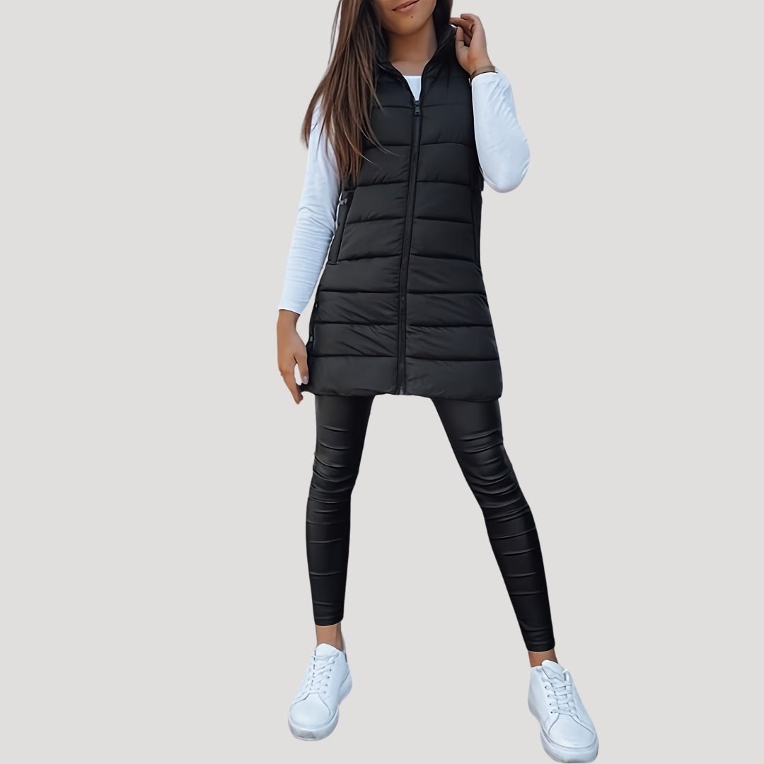 Damen Steppweste Winter Warm mit Kapuze