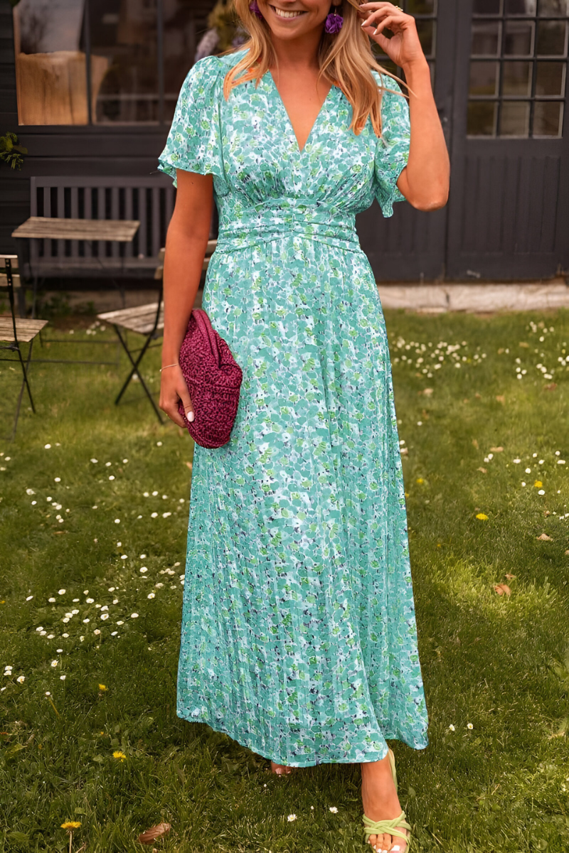 Damen Maxikleid Blumendruck Sommer Farben