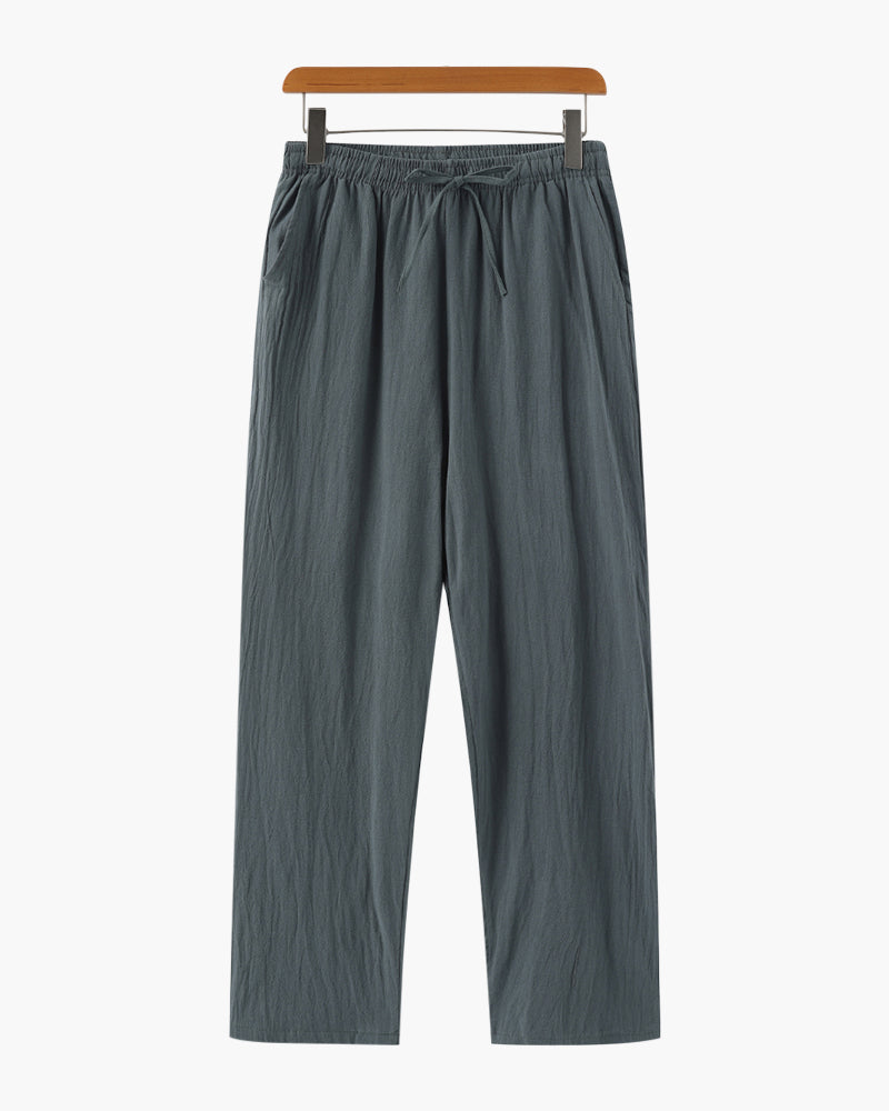 Herren Leinenhose Sommer Bequem Elastisch