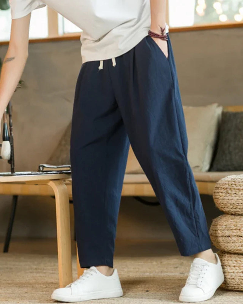 Locker geschnittene Sommerhose Plissee mit Kordelzug Bequem