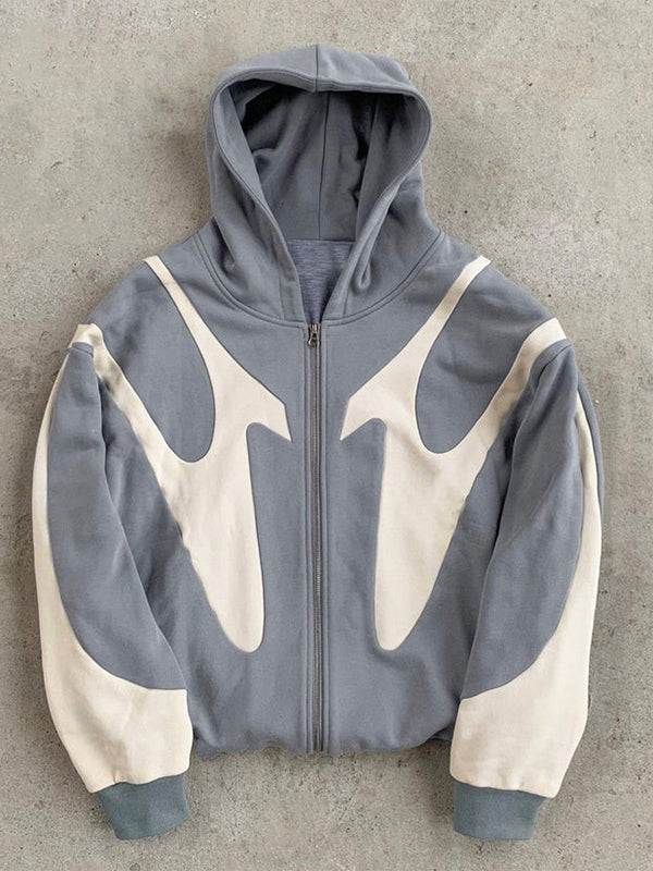 Übergroße Herren Hoodie Kontrastfarben Langärmlig Y2K Stil
