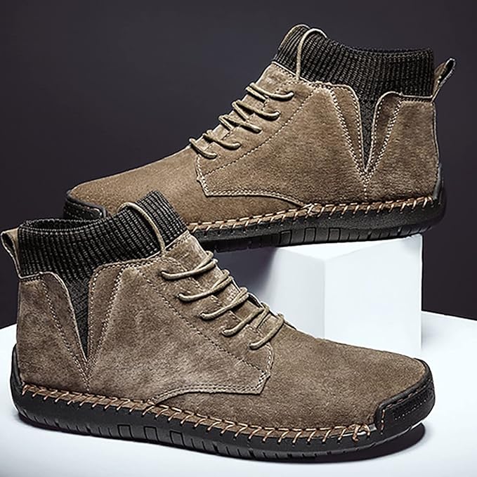 Herren Stiefel Schnürstiefel Wildleder Braun