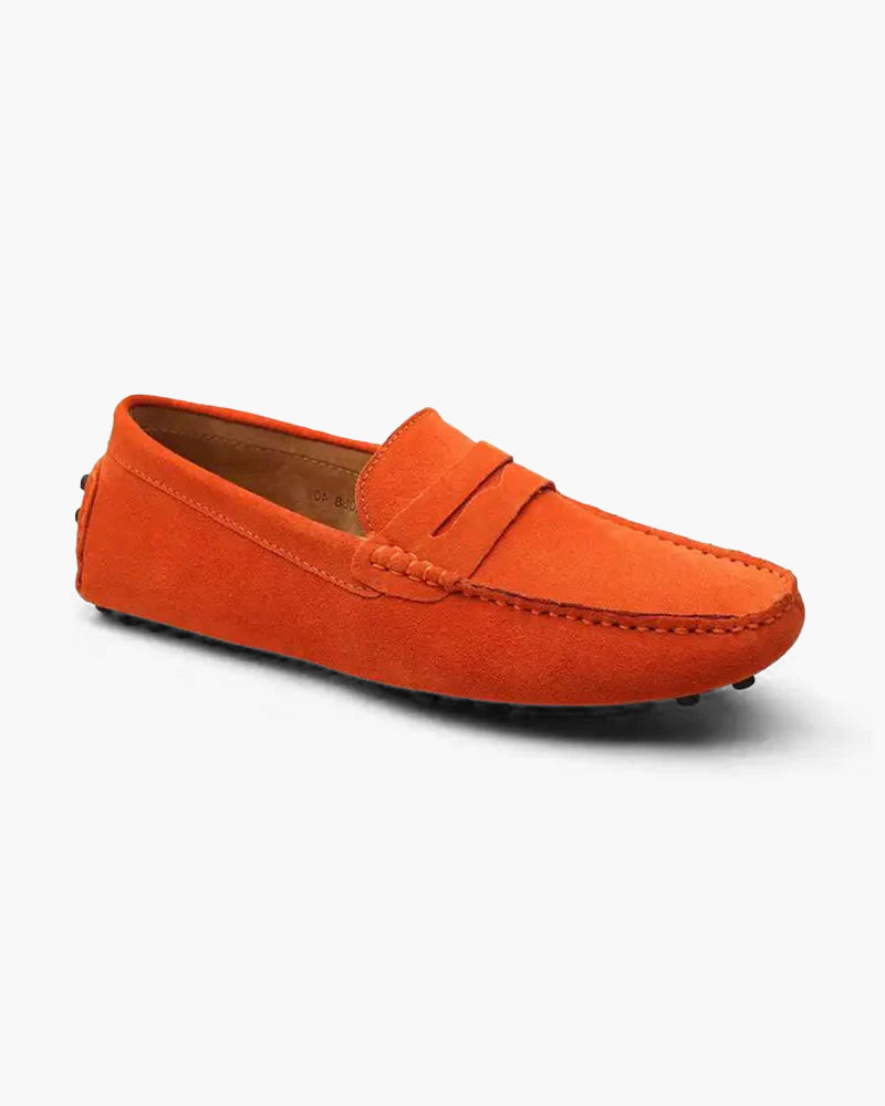 Herren Mokassin Schuhe Wildleder Slip On Braun