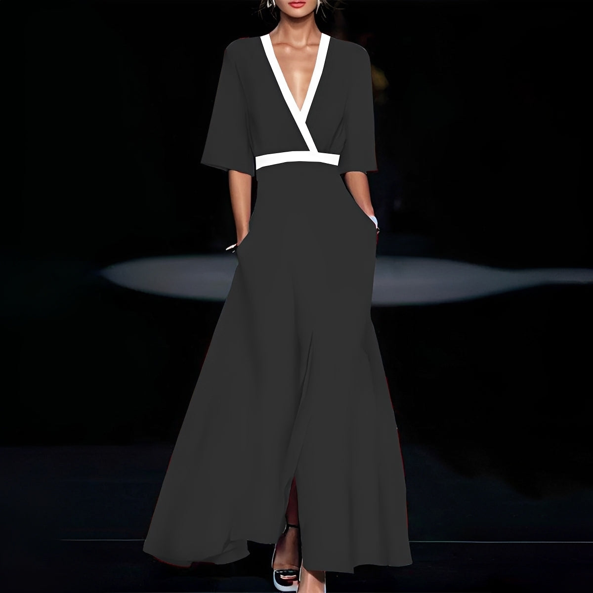 Kurzarmkleid Damen Sommerkleid Stilvoll Elegannt