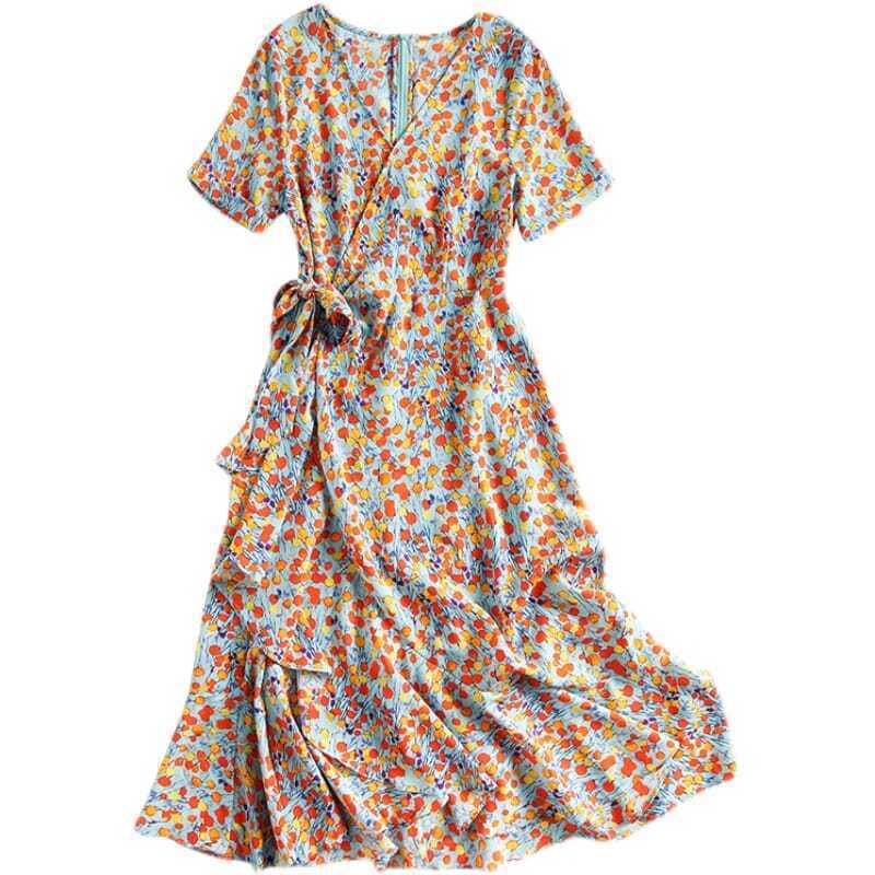 BerlinGlamour Damen Slim Fit Blumenkleid im französischen Stil