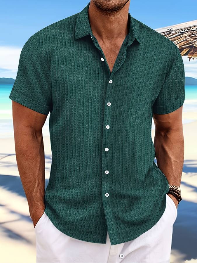 Sommerhemd Kurzärmelig Gestreift Relaxed Fit