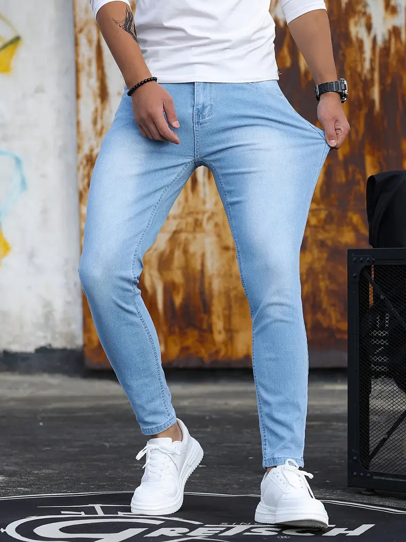 Herren Skinny Jeans Stretch Denim Slim Fit